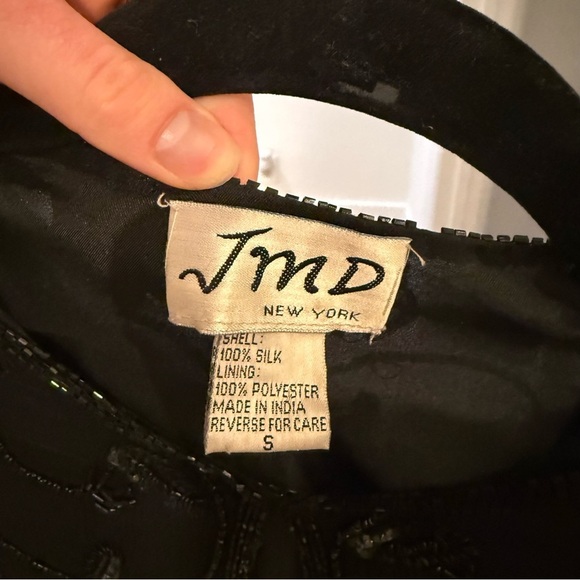 Vintage JMD New York 100% Silk Black Beaded Long Sleeve Cardigan Luxury Elegant - Picture 12 of 12